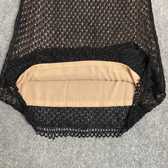 J Jill Skirt Size Large Black Lace Overlay Midi Adjustable Stretch Waist - Picture 3 of 7